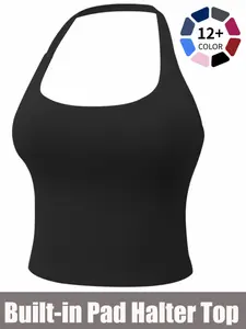 Women's Halter Neck Yoga Tank Top, Seamless Design for Gym, Yoga & Daily Wear, Comfortable Women's Activewear