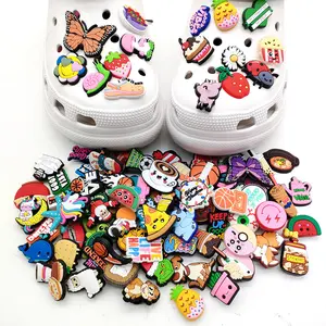 Randon Cartoon Charm  Assortment for Shoes PVC  Soft Rubber Decoration Cute Funny Clogs Slippers for Crocs 3cm /1.2in Shoe Charms for Slides Sandals Footwear Comfort