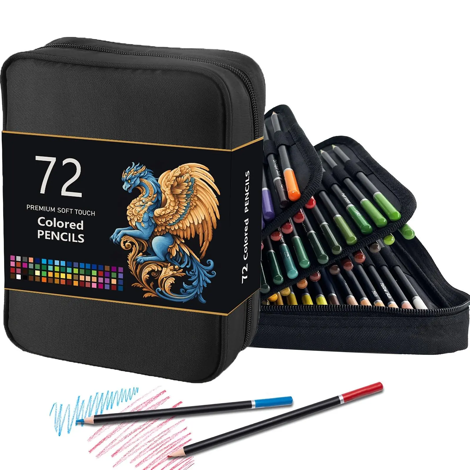 72 Colored Pencils with Zipper Case, 1 Set Soft Core Coloring Pencils with Carry Bag, Art Supplies for Adults, Professionals and Colorists, Artist Pencil Set, Drawing Tools