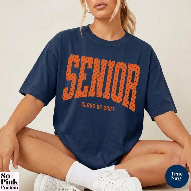 Comfort Colors Polka Dot Senior Shirt, retro Class of 2027 Shirt, trendy High School Senior 27 T-Shirt, Senior Class Shirts, Senior Gift Tee