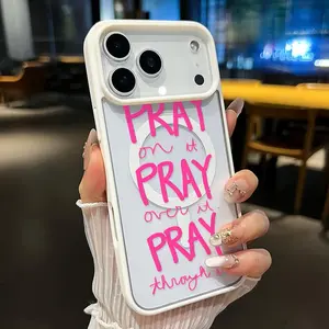 Just Pray Pattern Magnetic Phone Case for iPhone 17 Pro Max 17 Air Non-Yellowing Clear Crystal Drop-proof Slim Silicone Shockproof Transparent Acrylic Cover Supports Wireless Charging