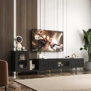 Extendable Wood TV Stand for 80–90” TVs, Modern Retractable Media Console with Large Storage for Living Room & Bedroom