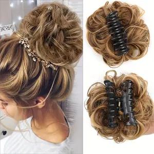 1pc Elegant Wavy Curls Hair Extension, Women'S Messy Bun with Synthetic Claw Clip, Easy to Wear, Natural Look, Non-Slip Hair Accessory