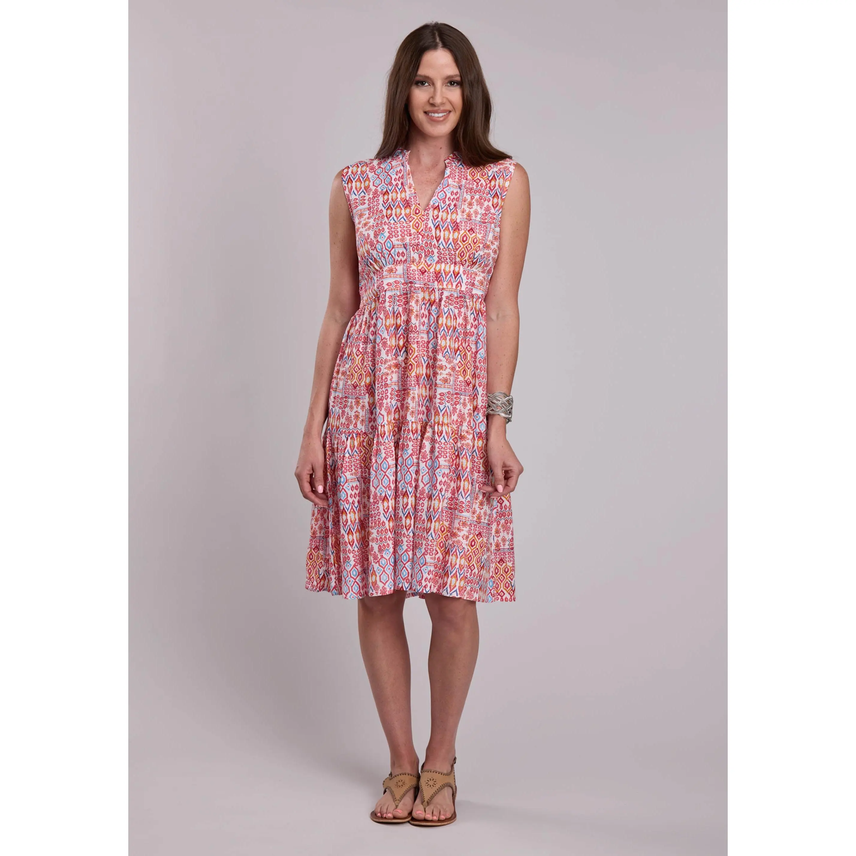 Womens Roper Aztec Patchwork Print Rayon Challis Sleeveless Dress
