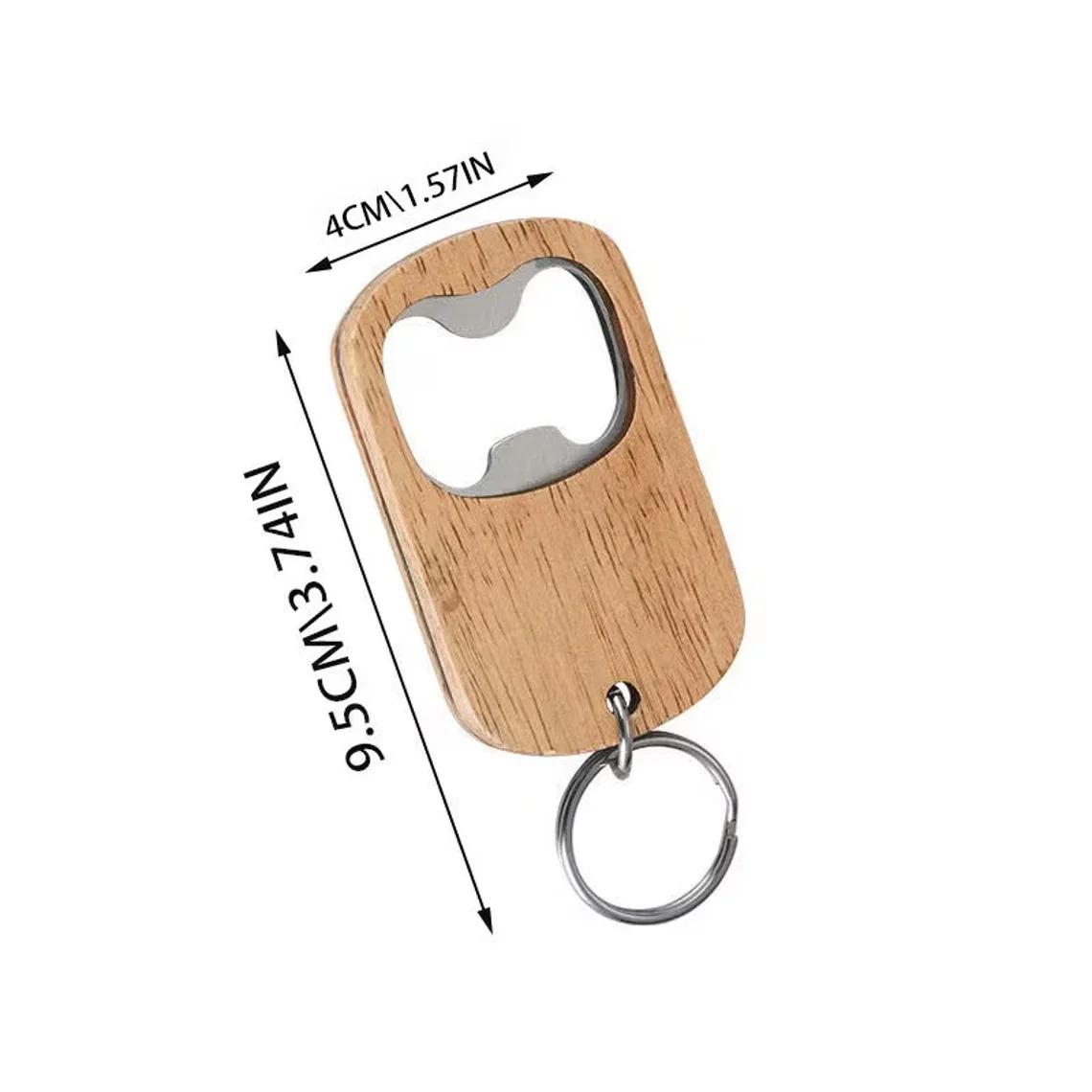Pack of 50 Pcs Wooden Beer Bottle Opener Keychain Wood and Metal Combo Bottle Opener for Laser Engraving Blanks
