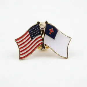 American and Christian Flags Enamel Lapel Pin