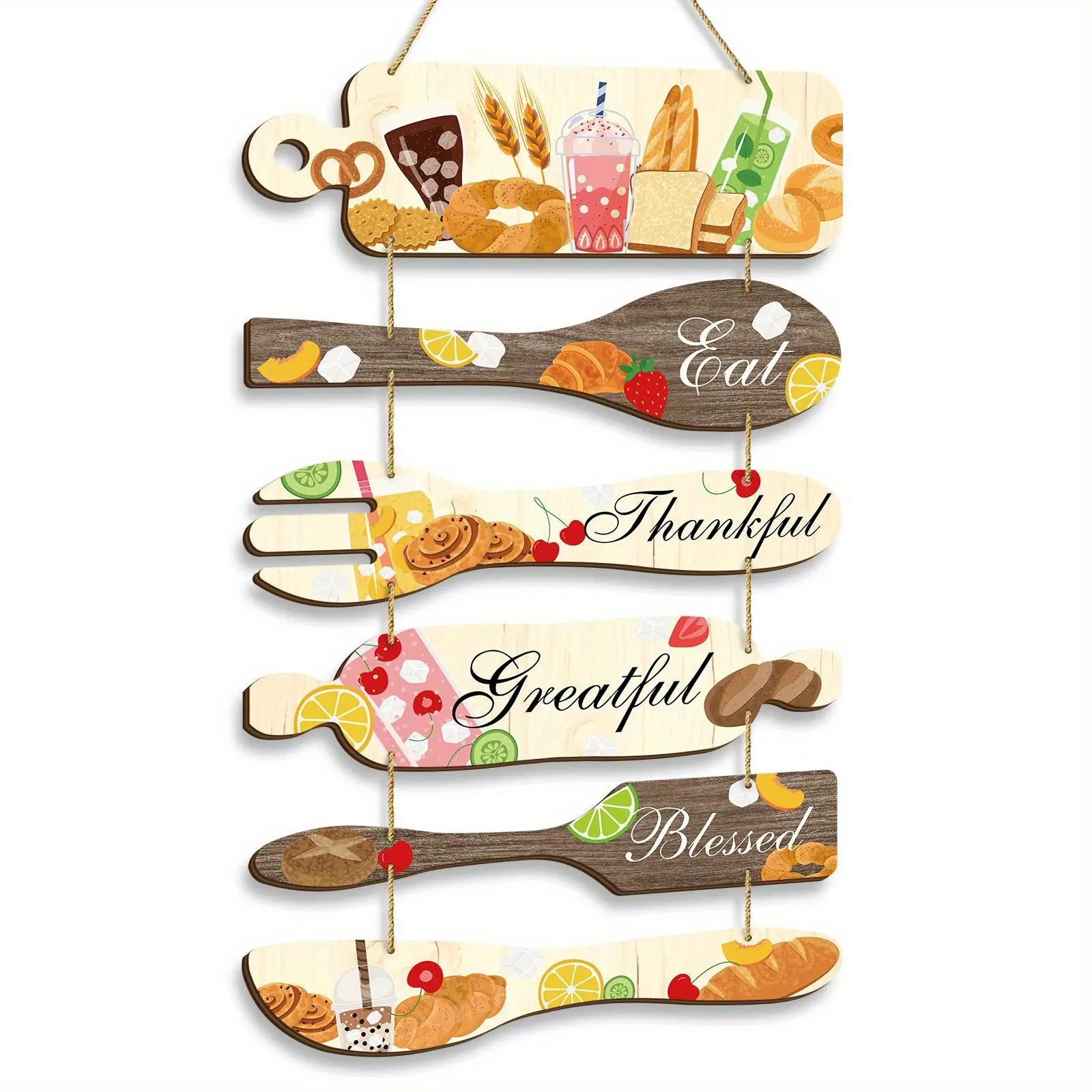 Wooden Kitchen Wall Decor, Home Wall Decoration, 1 Set Farmhouse Kitchen Wall Decor, Dining Room Decorations, Collage Wall Art, Kitchen Decor Sign, Hanging, Decorative Hanging Piece, Wall Mounted Decor, Interior Decoration Accessories