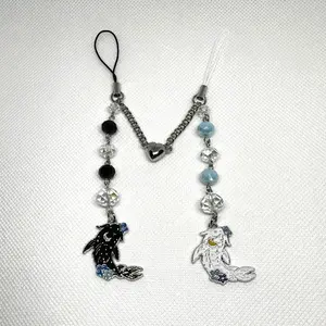 Anime Black and White Fish Beaded Phone Charms