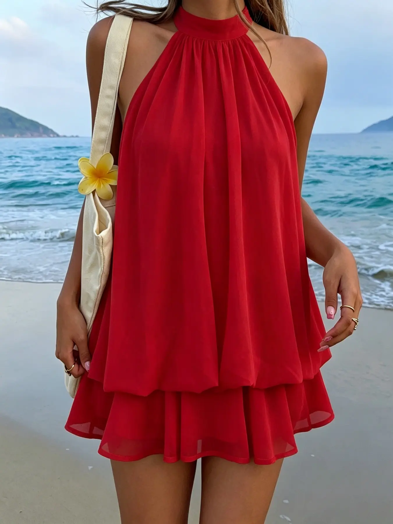 casual backless dress for women Halter Mini Dress Sewing Pattern