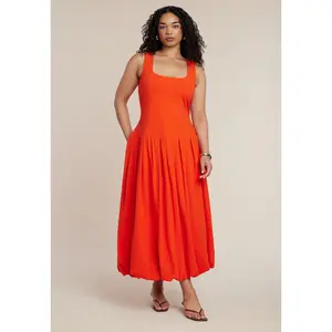 ELOQUII Women's Plus Size Drop-Waist Bubble Maxi Dress