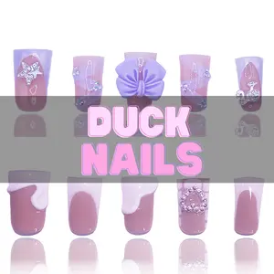 Nailzotica Duck Shape Reusable Acrylic Gel UV High Quality Handmade Luxury Press On Nails