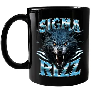 Sigma Rizz Mug,  Alpha Wolf Cup, Cool Gift for Boyfriend, Funny Meme Ceramic Coffee 11Oz Mug