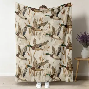 Mallard Duck Pattern Flannel Blanket, Soft & Warm Throw for Home Décor, Cozy Bedspread for Fall & Winter, Ideal Gift for Nature Enthusiasts 50"x60"