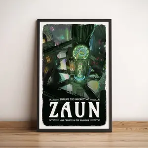 Zaun (Arcane / LoL) - Travel Poster, Retro Vintage Illustration, PC Gamer Gift, Video Game Art Print, Geek Room Decor, Gaming Poster, Wall Art Decor