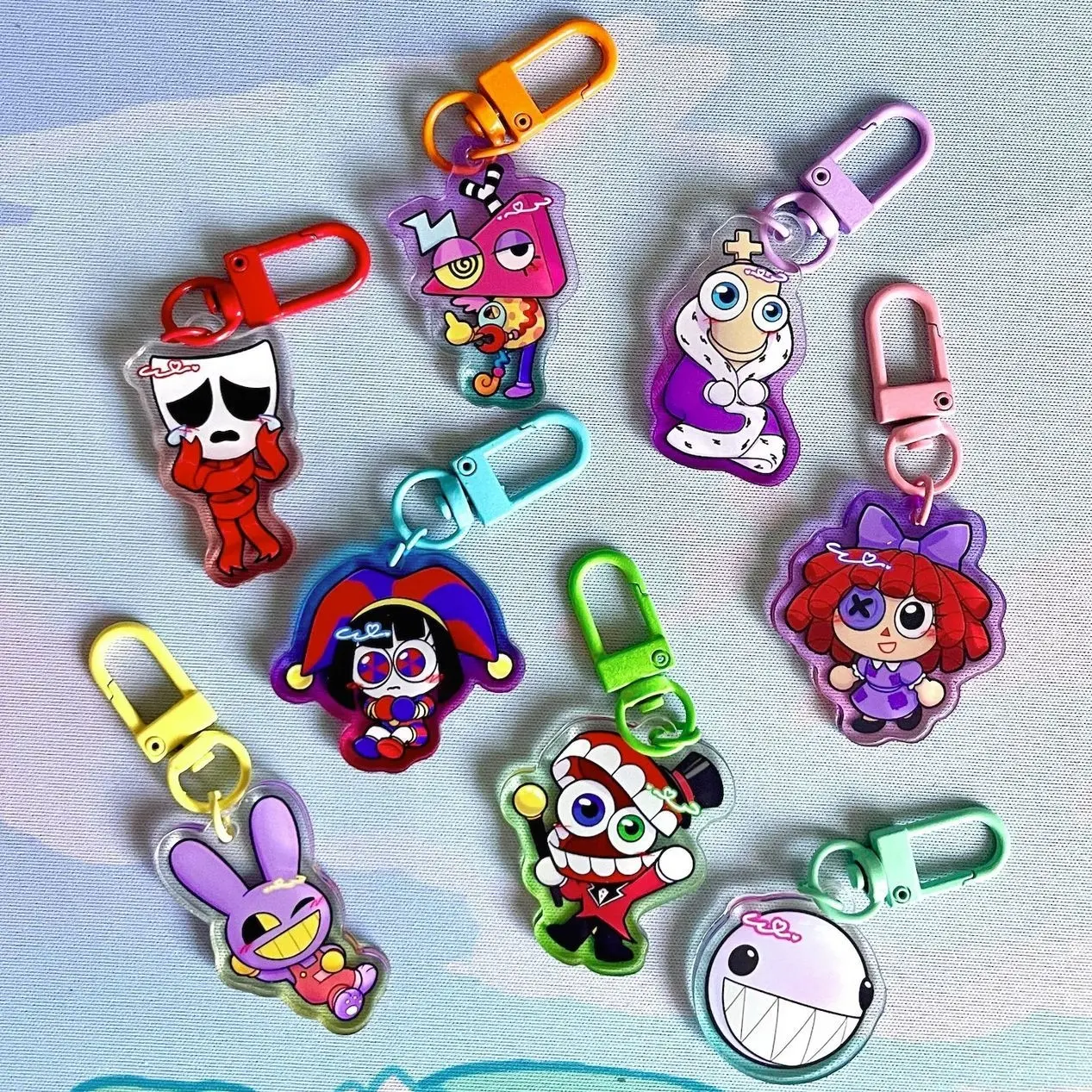 TADC The Amazing Digital Circus Keychains 1.5 inch Colorful Clear Double Sided Acrylic Colorful Clasps