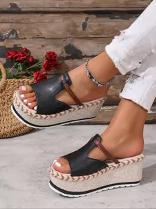 Women's Fashionable Platform Sandals, Casual Boho Style Peep Toe Sandals for Summer, Lightweight Breathable Comfortable Shoes for Daily Wear, Girl, Open Toe Platform