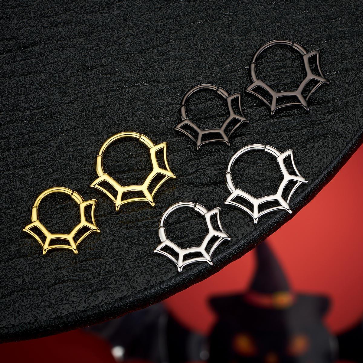 Oufer Halloween 16G Spider Web Hinged Segment Septum Ring