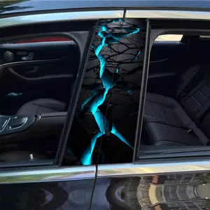 2Pcs Blue Crack Vinyl Auto Patch - Simple peel and paste B-pillar protection, durable and old-resistant, perfect for personalizing your vehicle, car protection | Bold visual effects | Peelable stickers, car
