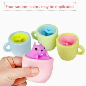 Evil Tea Cup Squirrel Cup Stress Relief Toy, Kids & Adults Anti-Anxiety Fidget Toy, Office Desk Reliever, Fun Squishy Plaything