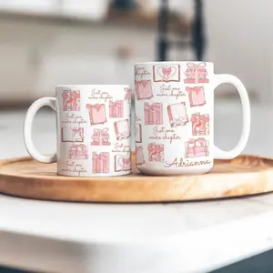 Just One More Chapter Mug Book Worm Gift Reader Gift for Her Mug Book Lover Gift Reading Mug Librarian Teacher Nerd Gift Coquette Pink Book