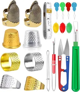 Sewing Thimble Kit,thimbles for Hand Sewing，Needle threaders，Seam Rippers for Sewing，Measuring Tape and Thread Snips, Hand Embroidery Craft（Complete Sewing Kit）