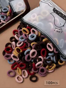 100pcs Small Size Multi-Color Spandex Hair Ties, Cute Casual Elastic Rubber Bands, Suitable for All Seasons, Gym Workout Accessories, Scrunchies