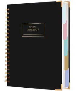 Hardcover Spiral Notebook with Tabs 8"x10" Large Spiral Lined Journals for Women with Dividers 240 Pages College Ruled Composition Notebook 5 Subject Notebook for Work, Back to School, Gifts
