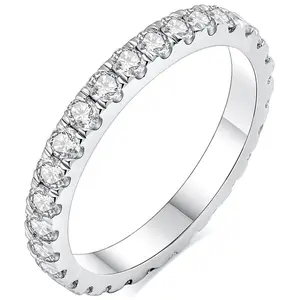 Love you Moissanite Wedding Band, Wedding Rings for Women, 0.6 ct D Color VVS1 Lab Created Diamond Sterling Silver Rings Full Eternity Stackable Engagement Ring Anniversary Band Size 4-11