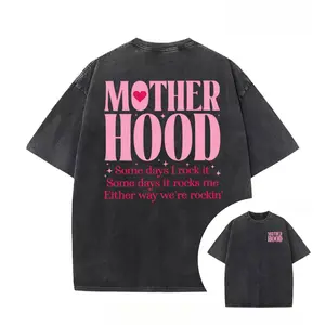 Washed Cotton Mom Life T-Shirt – Relaxed Fit, Oversized, Perfect Gift For Mother'S Day  Suitable For Everyday Wear, Birthday Gifts, And Holiday Gifts. Made Of Pure Cotton, Breathable, And Comfortable. Also Suitable For Fitness Use.