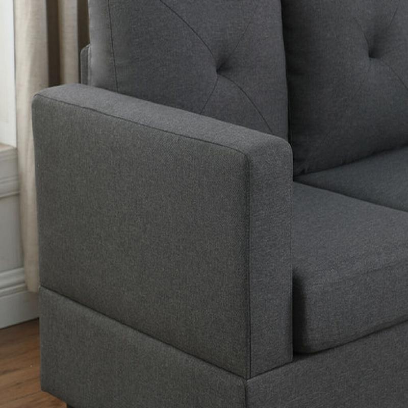 Sondrio Sectional Sofa with Right-Facing Chaise in Dark Gray Linen Fabric