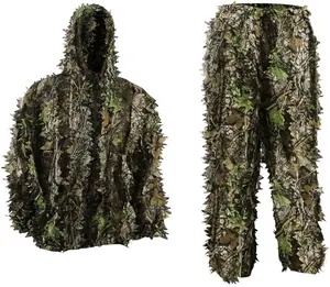 PELLOR Camo Ghillie Suits, 3D Leafy Hooded Hunting Airsoft Camouflage Gillies Suits for Kids & Adults