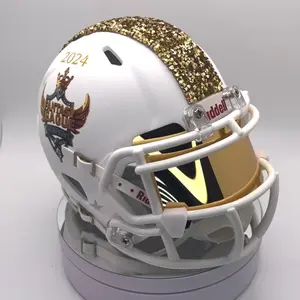 2024 Fantasy Football Championship Mini Helmet Trophy - Gold Crystals, Visor, Eagle Trophy, White