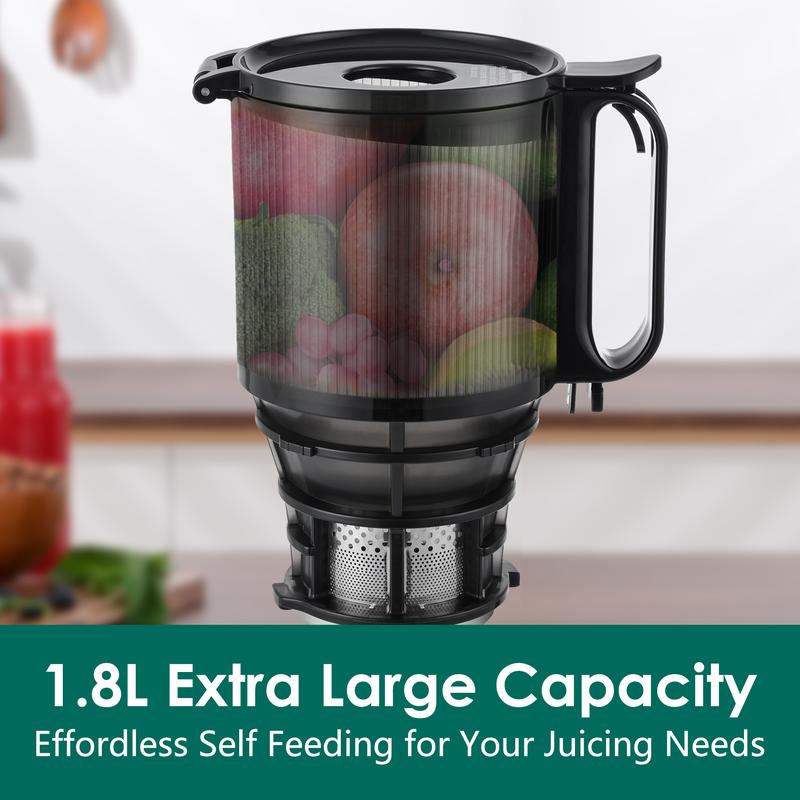 Cold Press Juicer Machines, High Performance Slow Masticating Juicer with 5.3" Extra Large Feed Chute Fit Whole Fruits & Vegetables, BPA Free 250W Blender Grinders,juicers machines