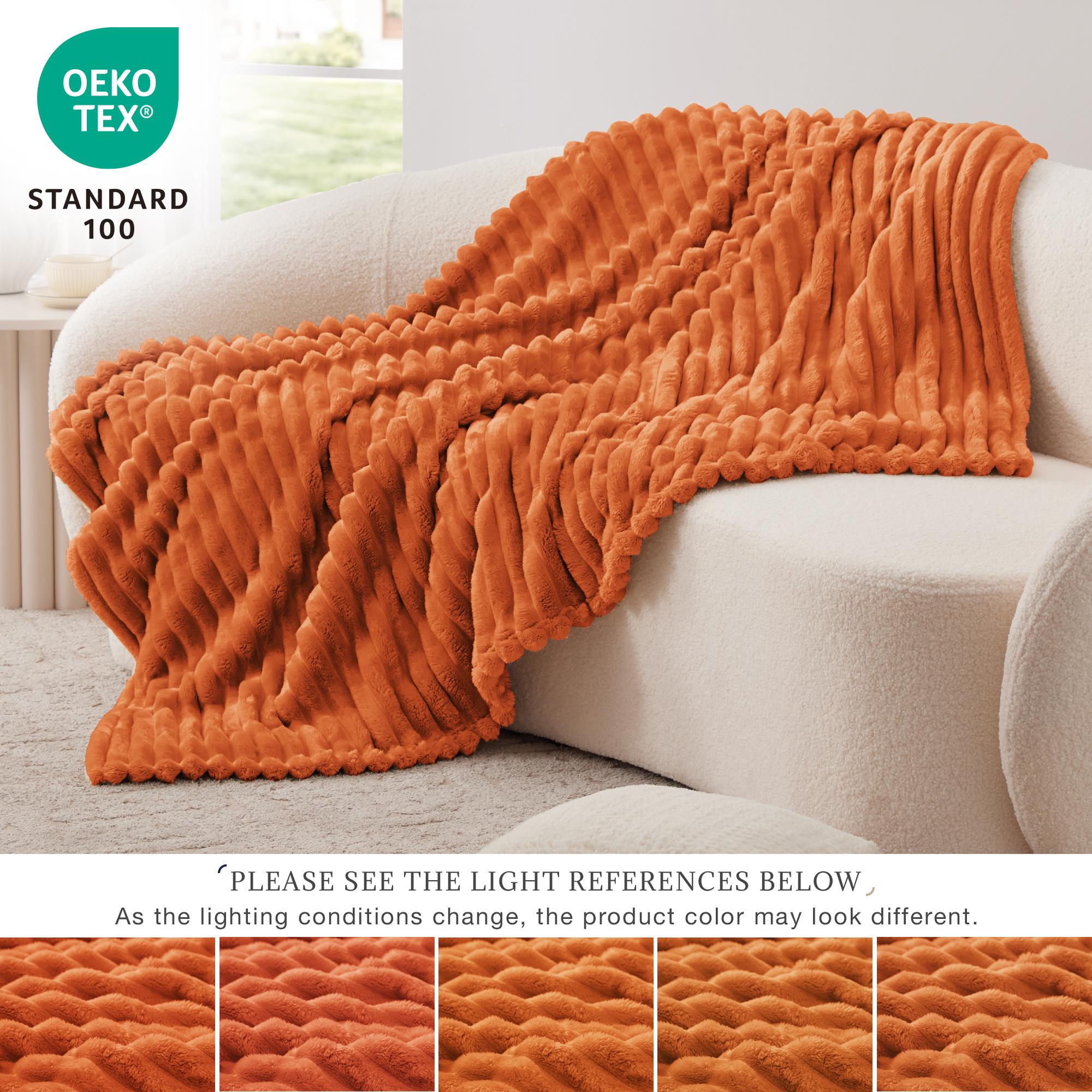 3D Stripe Jacquard Fleece Throw Cozy Lightweight Blanket for All Seasons 4 Sizes &Muit  Colors Soft Touch Home Decor