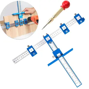 Cabinet Hardware Jig, King&Charles Cabinet Handle Jig + Automatic Hole Punch + Point Drill Bits, Use for Handles Knobs Pulls on Drawers/Doors, Wood Drilling Dowelling Guide Set