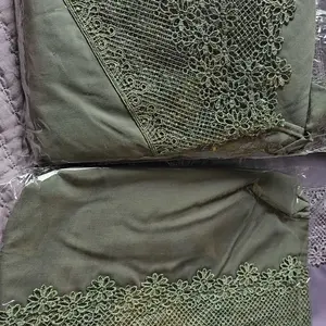 Prayer Clothes for Muslim Women - 2 Pcs Dress & Headscarf Set with Lace Detailing Modest