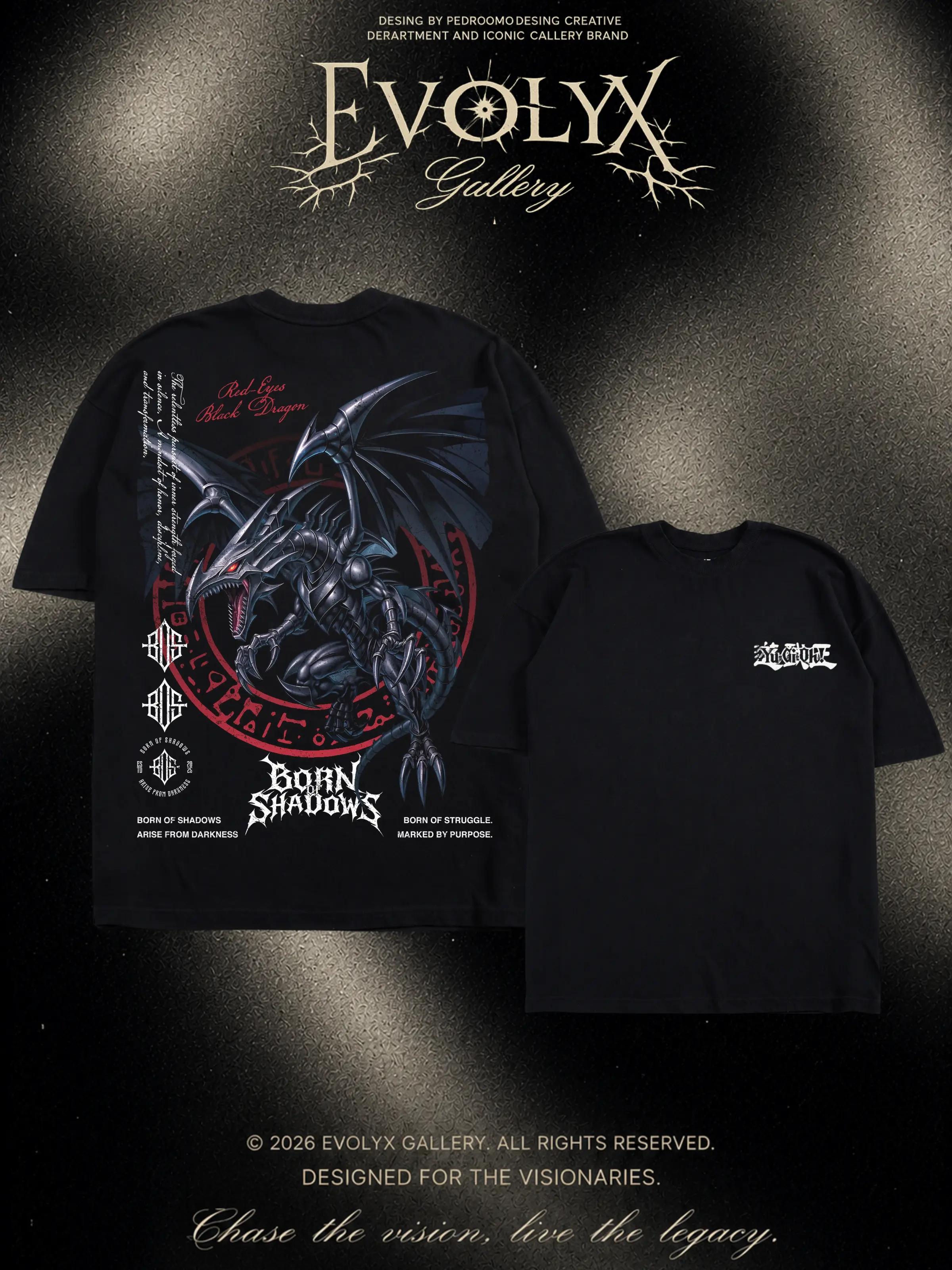 Red Eyes Black Dragon YuGiOh Anime Manga 100% Cotton Tee T-Shirt - Size S to 5XL - Unisex Vintage Streetwear Oversized Crewneck T-Shirt - Gift for Anime Fans