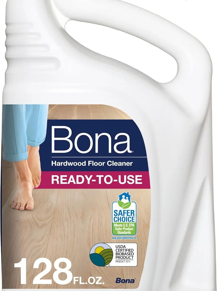 Bona Hardwood Floor Cleaner Refill - 128 fl oz, Unscented - Residue-Free Solution for Bona Spray Mops, Spray Bottles, and Wood Floors