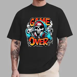 Game Over Skull T-Shirt - Streetwear Gamer Style