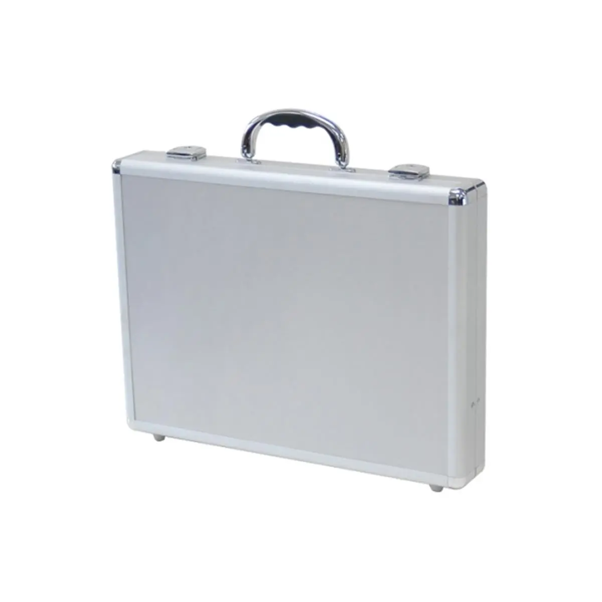 Men's Aluminum Briefcase - 212 MAIN Silver Brushed Finish Metal, 2.5x12x16 in, Key Lock Latches (2 Latches), Grip Handle, Removable File with Organizer Pockets, Smooth Panels
