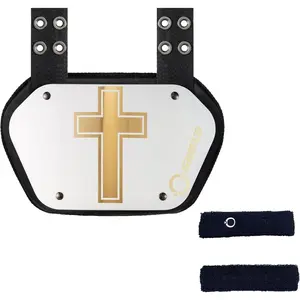 Glden Crss White Ftball Backplate with Navy Blue Sprts Arm Band, Backplate Ftball with Bicep Band, Sld by Package