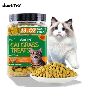 13.4 0Z Cat Grass Treats Salmon Oil Natural Salmon Flavor Kitten Healthy Cat Treats Training Biscuits Snacks Fish Oil Omega 3 Supplements for Cats