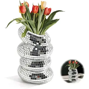 1 count Disco Ball Vase,  Mirror Finish Disco Ball Planter,  Living Room Balcony Study Desk Party Decor.