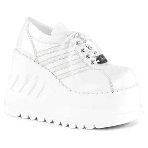 Demonia Stomp-08 White Patent-Vegan Leather Shoes Demonia Stomp-08 White Patent-Vegan Leather Shoes