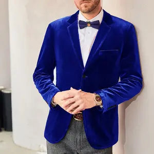 PJ PAUL JONES Mens Velvet Blazer Two Button Solid Slim Fit Blazer Sport Coat for Dinner Prom Wedding