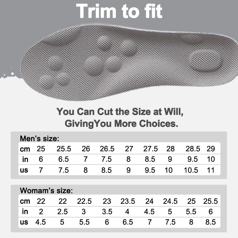 Cloud Insoles for Men and Women - 4D Technology Insole,Sports Shoes Insoles,Keeps feet balanced and upright,One size fits most, adjustable by cutting along the curling line.- U-Shaped Memory Foam Insoles (Men: US 7.5-10.5)