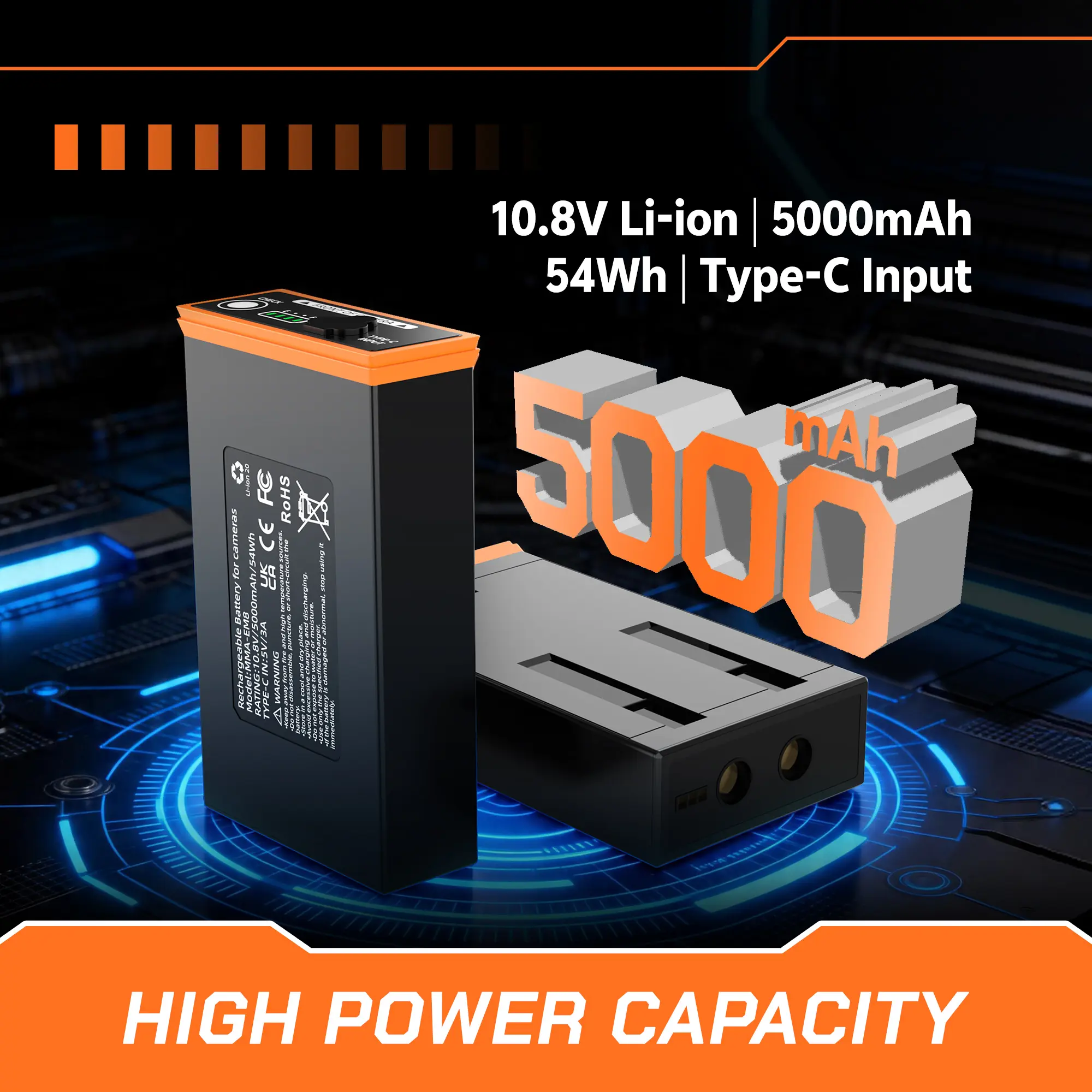 6000mAh Rechargeable Battery Pack for Reveal Trail Camera - Long Runtime Power Solution with Solar Charging Support