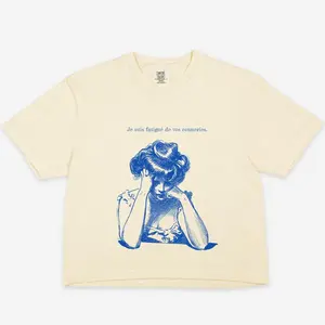 Je Suis Fatigué French Quote Tee - Vintage Boxy Cropped T-Shirt Summer Vibes Shirt, Coastal Summer Boxy, Women's Boxy Tee