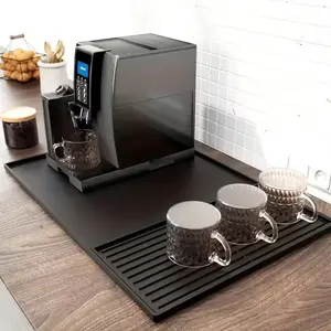 Espresso Machine Non-Slip Mat – 24"x16", Double-Layer Design, Top Drains Water, Bottom Tray Catches Drips, Keeps Countertops Dry, for Espresso and Pour-Over Stations