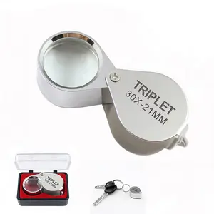 30x Foldable HD Diamond Handheld Magnifying Glass, Metal Jewelry Inspection Tool, Mini Portable Gemstone Antique Viewer, High-Definition Jewellery Loupe